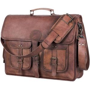Brown leather 18 inch briefcase or messenger bag
